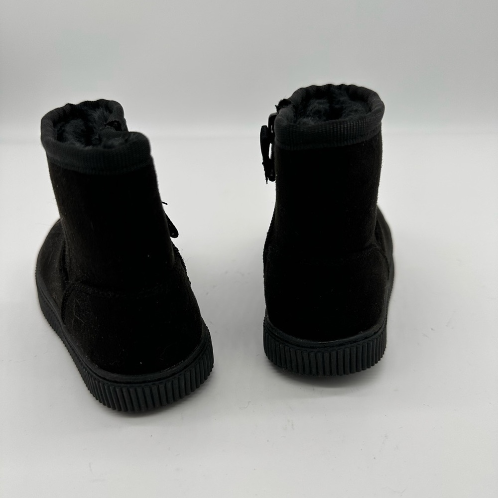 Cat & Jack Toddler Winter Boots Black Faux Suede Zip Side Size 8 - Picture 4 of 8